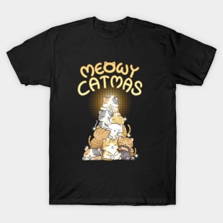 Meowy Catmas Cat Christmas Tree T-Shirt